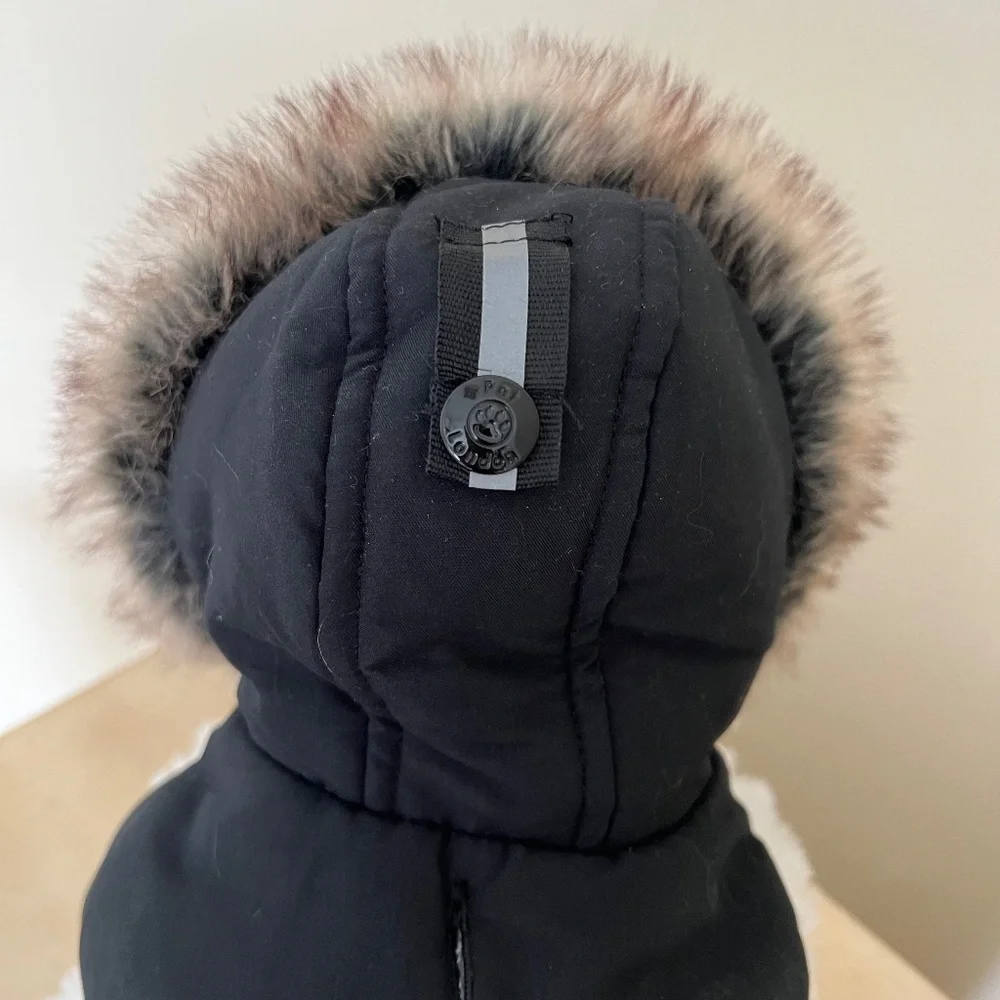 🐶 Faux Fur Hooded Dog Coat- NWOT - Size SMALL 🐶